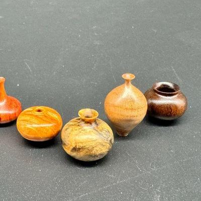 (5) Mini Wooden Vases
