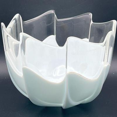 Rosenthal Mid-Century Crystal White Wave IceDew Frosted Vessel
