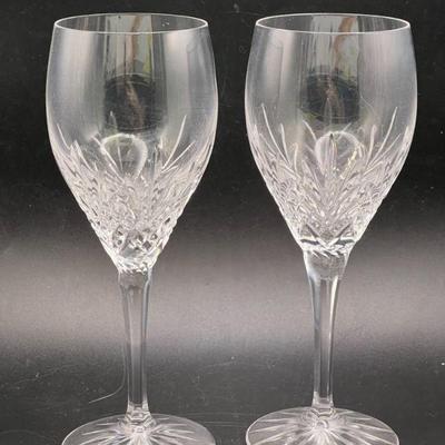 Pair Of Galway O'Hara White Wine Crystal Glasses
