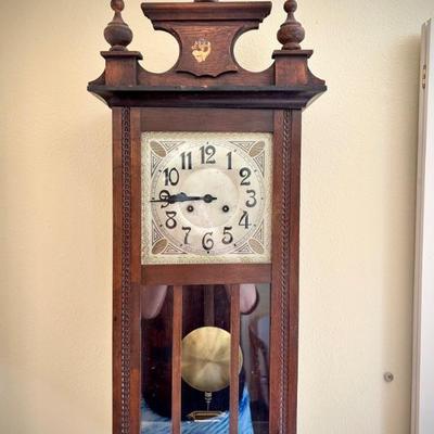 Antique wall clock with chime (working)