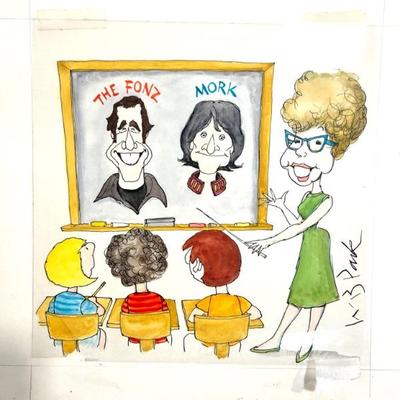 W. B. Park magazine proof - original ink & watercolor - how to Mork and Mindy