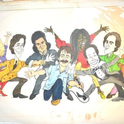 W. B. Park magazine proof - original ink & watercolor - Richard Lewis, Robin Williams, Whoopi Goldberg, Billy Crystal, Louis Anderson