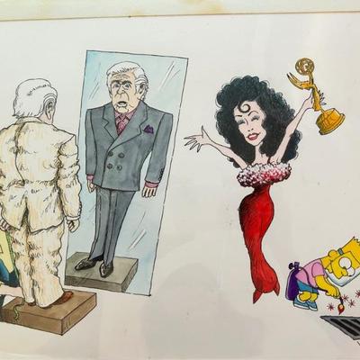 W. B. Park magazine proof - original ink & watercolor - Cher, Bart Simpson, entertainment industry