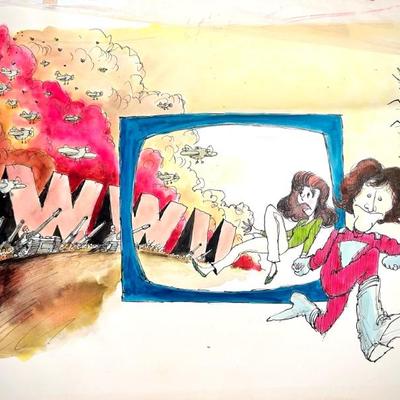 W. B. Park magazine proof - original ink & watercolor - entertainment industry Mork and Mindy