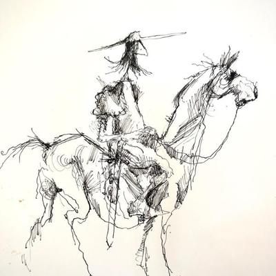 W. B. Park magazine proof - original ink & watercolor - Don Quixote