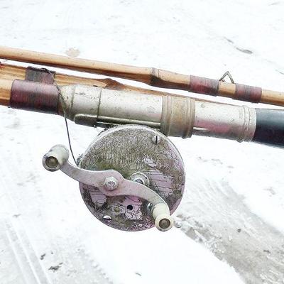 several bamboo fishing rods