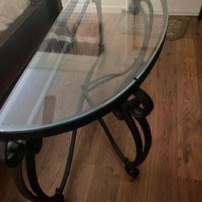 ENTRANCE GLASS TOP WROGHT IRON ENTRANCE/ SOFA BACK TABLE
