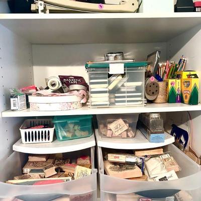 we have two large closets with art supplies. 