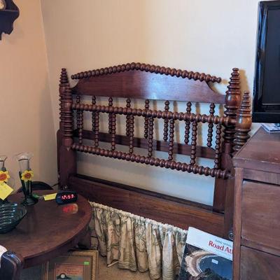 Antique Jenny Lind spool bed, twin size - 1 of 2