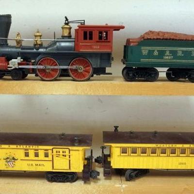 1150	LIONEL O GAUGE #1862 THE GENERAL LOCOMOTIVE WITH #1862T TENDER AND 2 CARS, #1865 WESTERN & ATLANTIC, #1866 WESTERN & ATLANTIC
