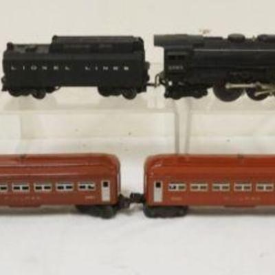 1072	LIONEL TRAIN O GAUGE #2065 ENGINE AND TENDER  WITH 4 CARS. #6442 PULLMAN, #2442 PULLMAN, #6443 OBSERVATION
