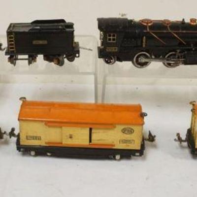 1083	LIONEL TRAIN O GAUGE #262E  LOCOMOTIVE WITH TENDER  WITH 5 CARS. #816 HOPPPER, #815 TANKER, #813 CAR, #814, BOX CARS
