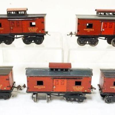 1048	IVES TRAIN O GAUGE  GROUP OF 5 CARS, #67 CABOOSE
