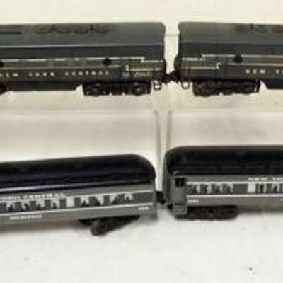 1107	LIONEL TRAIN O GAUGE NYC GENERAL MOTORS LOCOMOTIVE WITH 6 M TYPE F3B, #6090 BABBLING BROOK, #6089 RIPPLING STREAM, #6088 LICKING...
