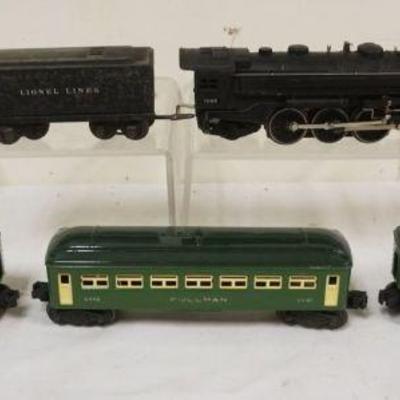 1074	LIONEL TRAIN O GAUGE #2065 ENGINE AND TENDER  WITH 3 CARS. #1689T TENDER, #6440 PULLMAN, #6441 OBSERVATION
