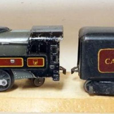 1162	MARX O GAUGE TRAIN, #3000 LOCOMOTIVE WITH CANADIAN PACIFIC TENDER

