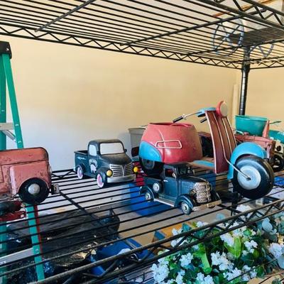 Metal Trucks, Tractors, and Bicycles