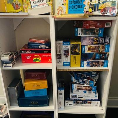 Trivia Pursuit Collection, Thomas Kinkade et al Puzzles, Playing Cards, Vintage Kids Books, Where's Waldo