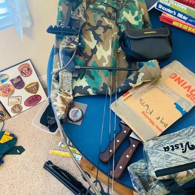 Compound Bow (SOLD), Knives, Binoculars, etc.
