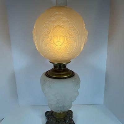 Late 19th Century Milk Glass Oil Lamp - Converted