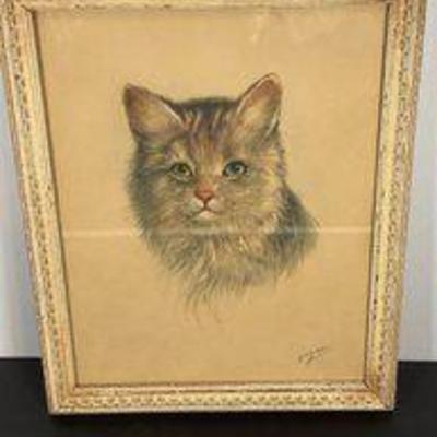 Vintage PH Schor cat Print