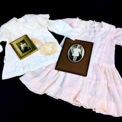 BIHY915 Antique Dresses With Original Photos	Photograph dated April 7, 1905 shows pink with lace eyelet dress. Â Photo dated March 1901...