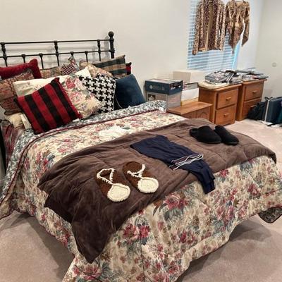Bed frames, furniture, quilts, duvets, blankets, pillows