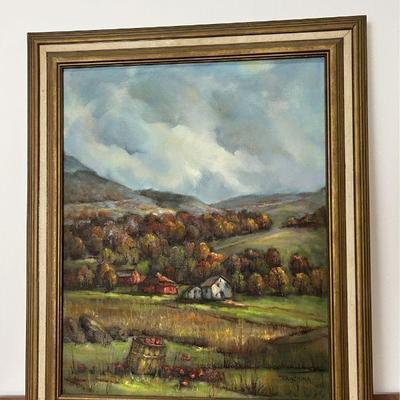 Signed Original Autumn Pastoral Scene Painting