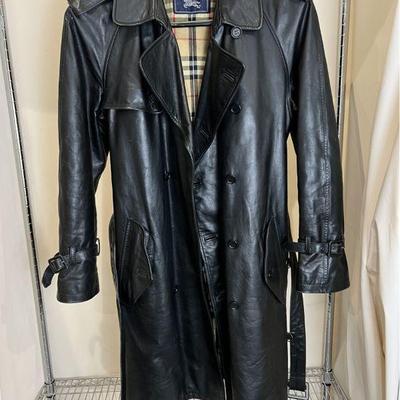 Vintage Burberry Buttery Soft Black Leather Trench Coat