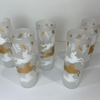 Set Of Five Libbey MCM "Cavalcade" Cocktail Tumblers
