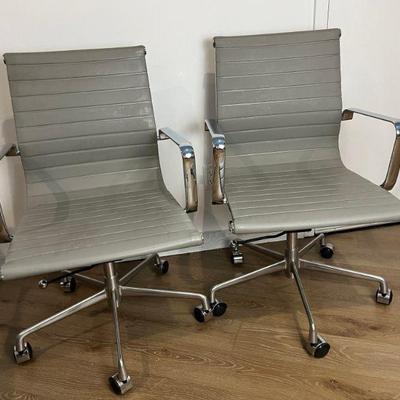 Pair Of Eames Inspired Office Chairs In Grey (Lot #2)