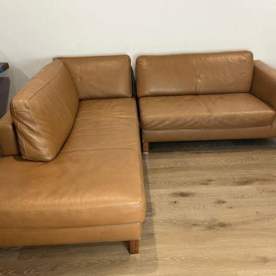 Contemporary L-Shape Italsofa Leather Sofa In Tan