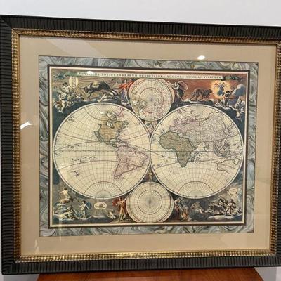 Large Nicolao Visscher "Novissima Totius Terrarum Orbus Tabula" Antique Reproduction World Map