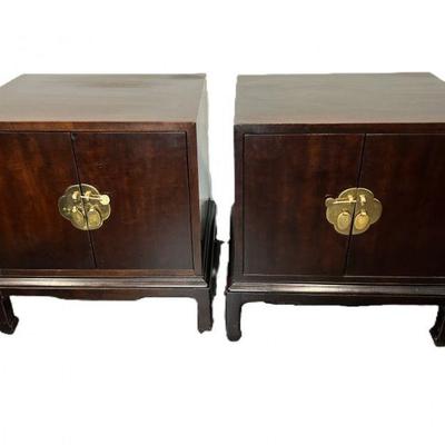 Pair Of Michael Taylor For Henredon Asian Style Nightstands