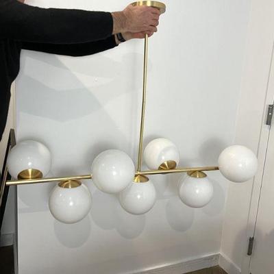 Seven-Light Gold Finish Overhead Lighting Fixture