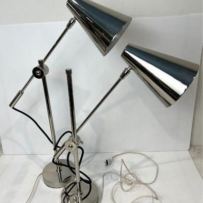Pair Of Chrome Hinged Arm Desk Lamps
