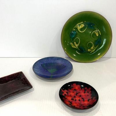 Grouping Of Small Enamel Art Dishes