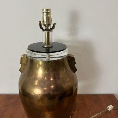 Brass Lamp With Lucite Accents