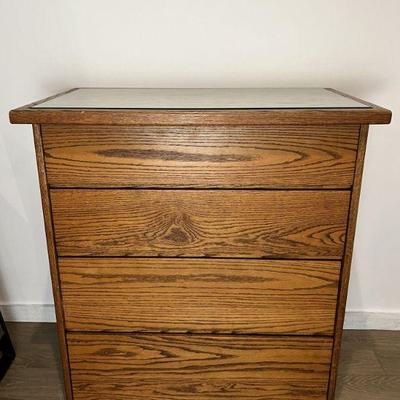 Modern Four-Drawer Tiger Oak Dresser