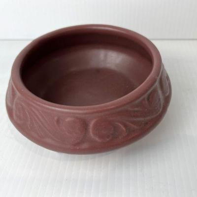 Burgundy Matte Glazed Shallow Planter