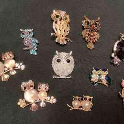MSS033 Ten Owl Brooches
