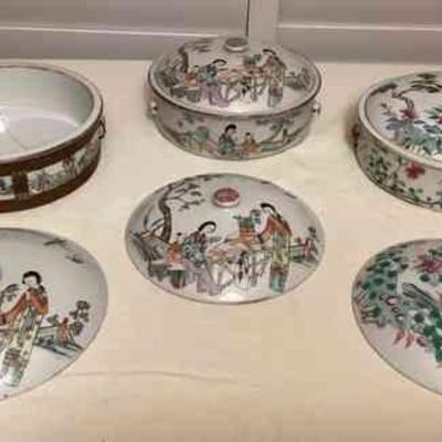 MSS027 Antique? Chinese Porcelain Serving Bowls With Lids