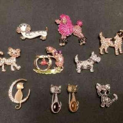 MSS036 Ten Dog & Cat Brooches