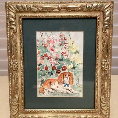 MSS081 Framed & Matted Original Watercolor Painting Of A Dog