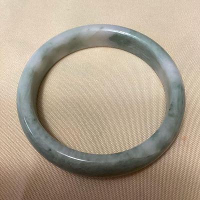 MSS006 Green & White Jade Bangle Bracelet New