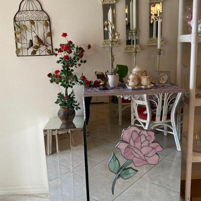 Mirrored Cabinet and Mirrored Plant Stand