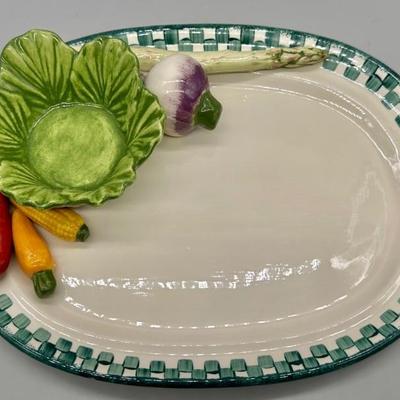 Porcelain Platter Decorated w/ Raised Fruit