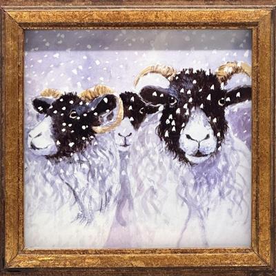 Whimsical Painting of 2- Bighorn Sheep