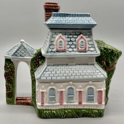 Vintage Ceramic Village Building Style Teapot