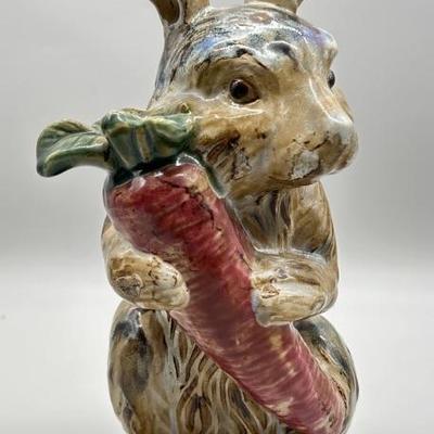 Ceramic Rabbit holding Carrot Figurine